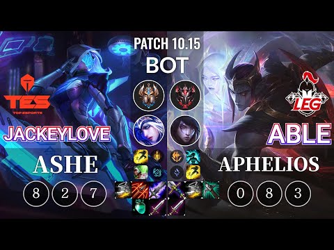 TES JackeyLove Ashe vs LEG Able Aphelios Bot - KR Patch 10.15