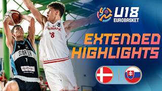 Group Phase: Denmark 🇩🇰 vs Slovakia 🇸🇰 | Extended Highlights | FIBA U18 EuroBask