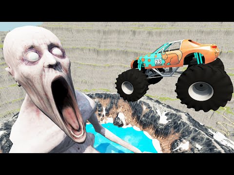 Jumping Cars Into Giant Ice Pit The Shy Guy (SCP-096) - BeamNG.Drive