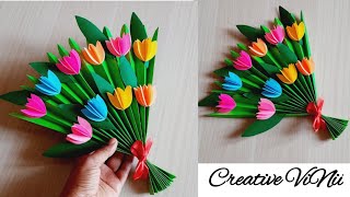 Paper flower bouquet  | easy paper diy | homemade paper flower bouquet | Craft for kids