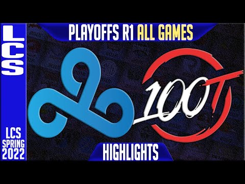 C9 vs 100 Highlights ALL GAMES | Round 1 Match 1 LCS Playoffs Spring 2022 | Cloud9 vs 100 Thieves