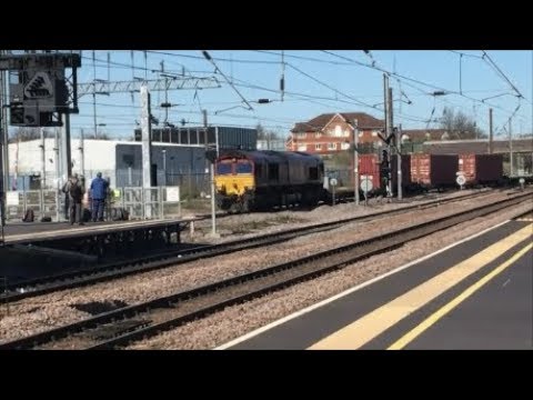 EWS Class 66 passing through Peterborough (April 2018)