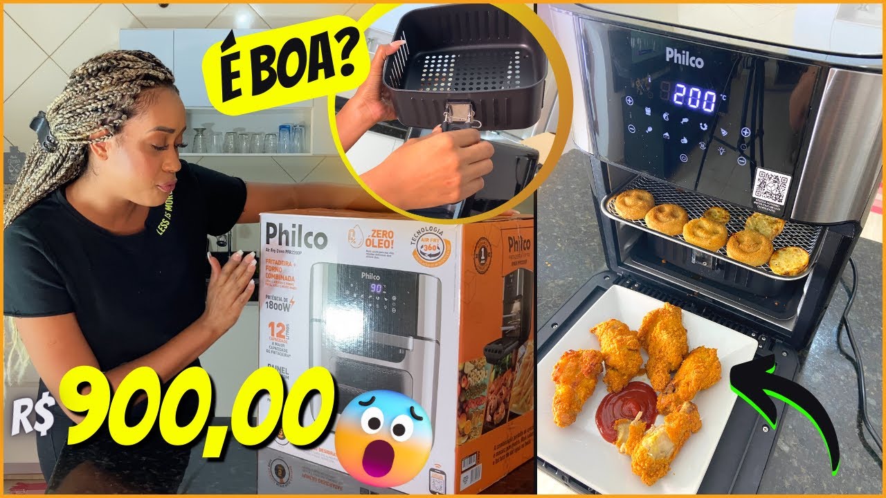 TESTEI A FRITADEIRA AIR FRY OVEN PHILCO (Lavamos e usamos pela primeira vez) - Vale a pena?