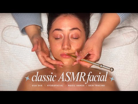ASMR Relaxing  Sleep Facial with Skintracing| Gua Sha | Magic Hands | Oil Massage | Hydrafacial