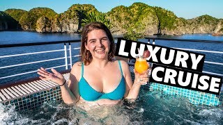HALONG BAY LUXURY CRUISE: INCREDIBLE OCEAN VIEW SUITE TOUR!! (Vietnam Vlog 2019)