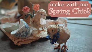 Homemade Spring Chicks Decoration | Simple DIY Easter craft | Spun cotton, antique-style baby chick