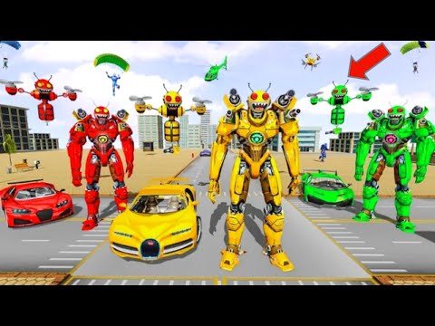 Bee Robot Car Transformation Game: Robot Car Games Android Gameplay