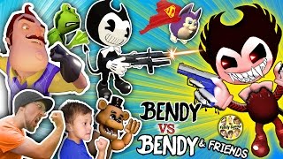 BENDY & THE INK MACHINE vs. HELLO NEIGHBOR, FGTEEV, AMAZING FROG, TATTLETAIL & FNAF Garry