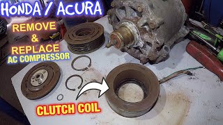 Honda AC Compressor Clutch coil Remove and replace //  AC dont work