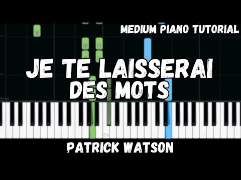 Patrick Watson - Je Te Laisserai Des Mots (Medium Piano Tutorial)
