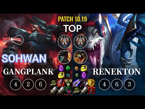 KT SoHwan Gangplank vs Renekton Top - KR Patch 10.19