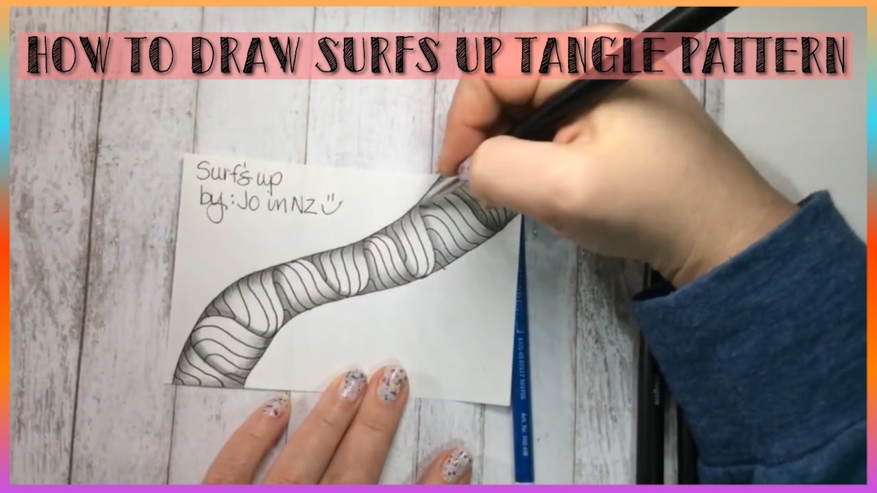 How to draw Surf's up 🌊 Tanglepattern - Lesson 13