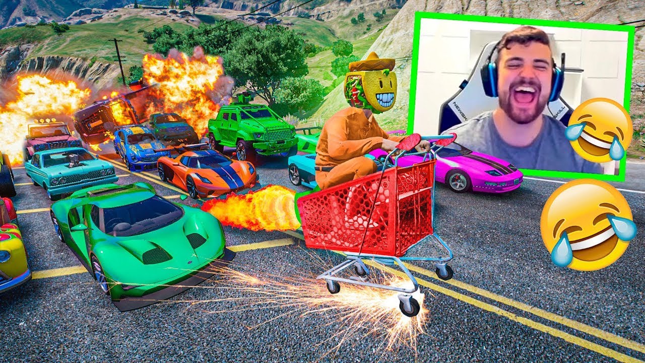 EL ÚLTIMO EXPLOTA CON COCHES ALEATORIOS!! RISA MÁXIMA!! - GTA 5 ONLINE