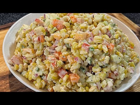 The BEST Corn Salad for Cookouts 🌽 | Creamy, Tangy, and Addictively Good! #cooking
