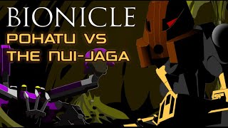 YouTube thumbnail: Pohatu vs. the Nui-Jaga (Remaster) - BIONICLE Mata Nui Online Game Soundtrack
