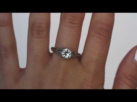 Circa 1913 Edwardian Platinum 1.00ct Old European Brilliant Diamond Engagement Ring