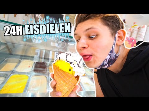 24 Stunden nur bei EISDIELEN ESSEN🥶🍨(gegen die Hitze🥵)