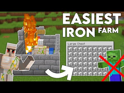 Minecraft EASIEST IRON Farm Without a Zombie - Tutorial 1.19+