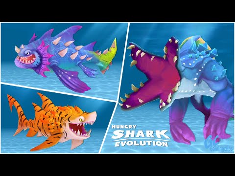 ABYSSAURUS vs AARON vs SHAR-KHAN! Hungry Shark Evolution