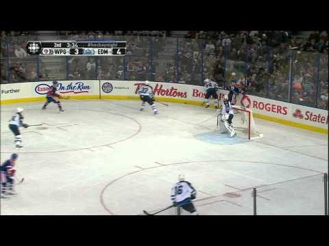 Michael Frolik wrist shot goal 4-3 Winnipeg Jets vs Edmonton Oilers 10/1/13 NHL Hockey
