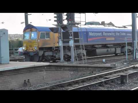 GBRF Class 66 No 66722 - Tyne Coal Terminal to Blyth Coal Train at Heworth and Newcastle - 29 Oct 13