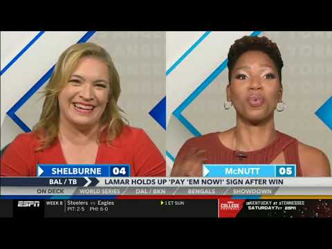 AROUND THE HORN 10/28/22  Lamar Jackson holds up 'PAY' 'em now!' sign after win over Bucs night