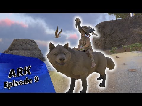 ARK Ep9 how to tame a Direwolf and mosh pit taming pen