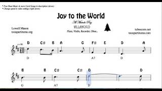 Joy to the World Notes Sheet Music for Flute Violin Oboe Voice    Easy Christmas Song Villancico