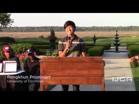 Pongkhun Prommart speaks at IJGA College Signing Day.