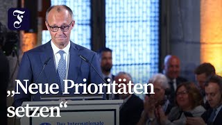 Karlspreis für Draghi: Merz mahnt EU-Haushaltsreform an