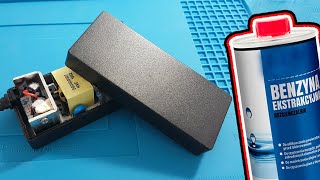 Jak otworzyć rozebrać ładowarkę do laptopa za pomocą BENZYNY EKSTRAKCYJNEJ DIY Poradnik sposób