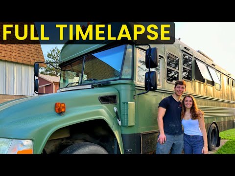 Off-Grid School Bus Conversion Build FULL TIMELAPSE