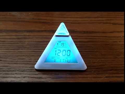 HAMSWAN Simple Digital Alarm Clock 7 LED Color Change Pyramid