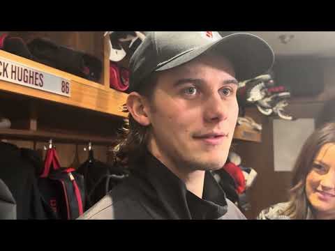 Jack Hughes speaks after scoring HAT TRICK vs. Rangers