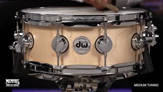 Video thumbnail for DW 14x5 Collector's Series Maple VLT Snare Drum - Natural Satin Oil (DRX20514SSC) by Memphis Drum Shop