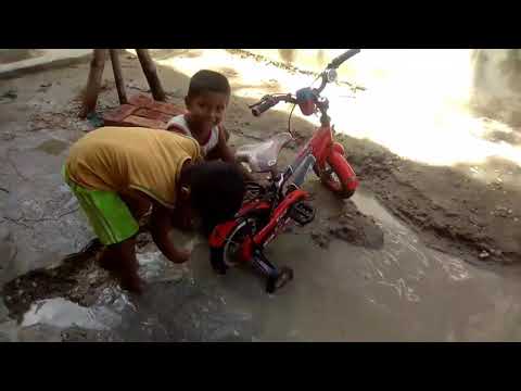 Nirob is playing with his friend by a bicycle ।।  For kids ।।  #Kidscustom