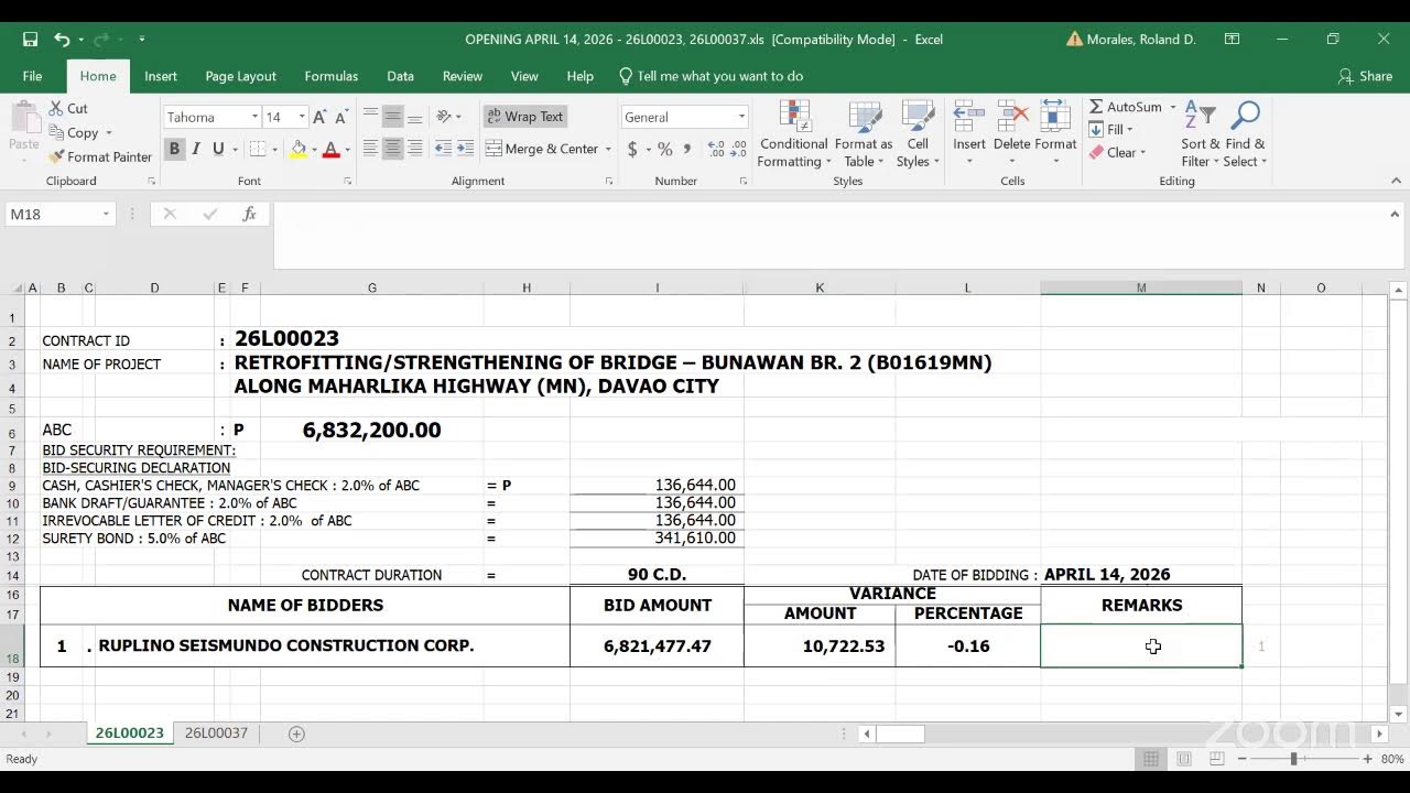 Opening of Bids - #26L00023 & #26L00037