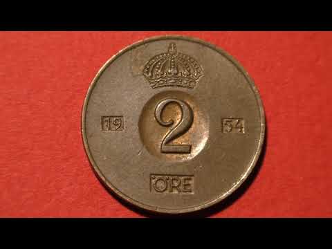Coin Sweden. 2 Öre. 1954