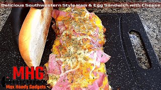 Delicious Southwestern Style Ham and Egg Sandwich with Cheese