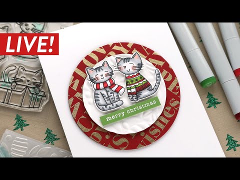 🔴  LIVE REPLAY! Holiday Card Series 2020 - Day 12 - Copic Christmas Kitties