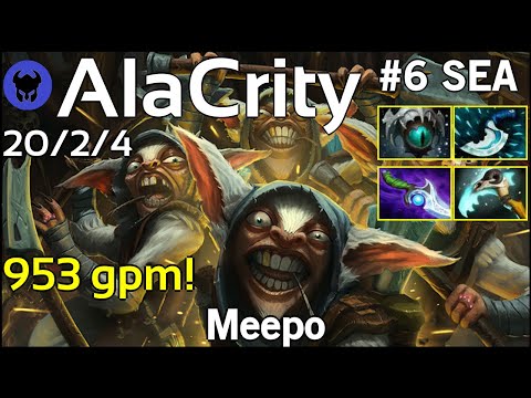 953 gpm! AlaCrity plays Meepo!!! Dota 2 7.19