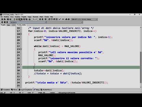 Linguaggio C - Un esercizio con gli array, calcolo della media dei valori