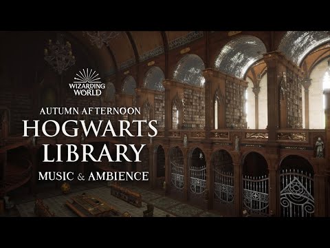 Autumn Afternoon at the Hogwarts Library🍁 | Peaceful Harry Potter Music & Ambience | 5 Hours