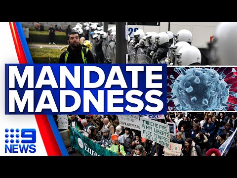 Violent protests unleashed over COVID-19 mandates | Coronavirus | 9 News Australia