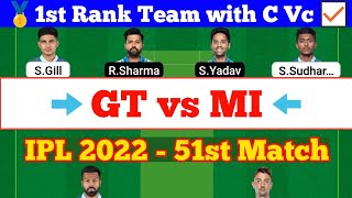 GT vs MI 51st Match IPL 2022 Fantasy Preview, GT vs MI Dream Team Today Match, MI vs GT IPL Stats