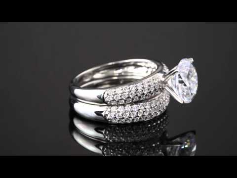 2 Piece 3.28 TCW Pave Cubic Zirconia Bridal Ring Set In 10k White Gold