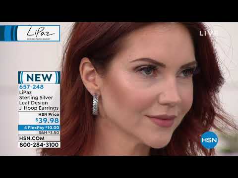 LiPaz Sterling Silver Leaf Design JHoop Earrings