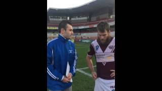 Interviewing David Williams after Manly defeated Wentworthville 58-16 in the NSW Cup