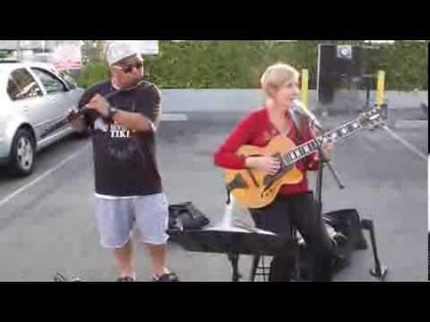 Playing on the street With Diane Hubka.