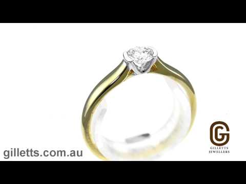 Diamond semi-rubover  engagement ring - .30ct brilliant cut